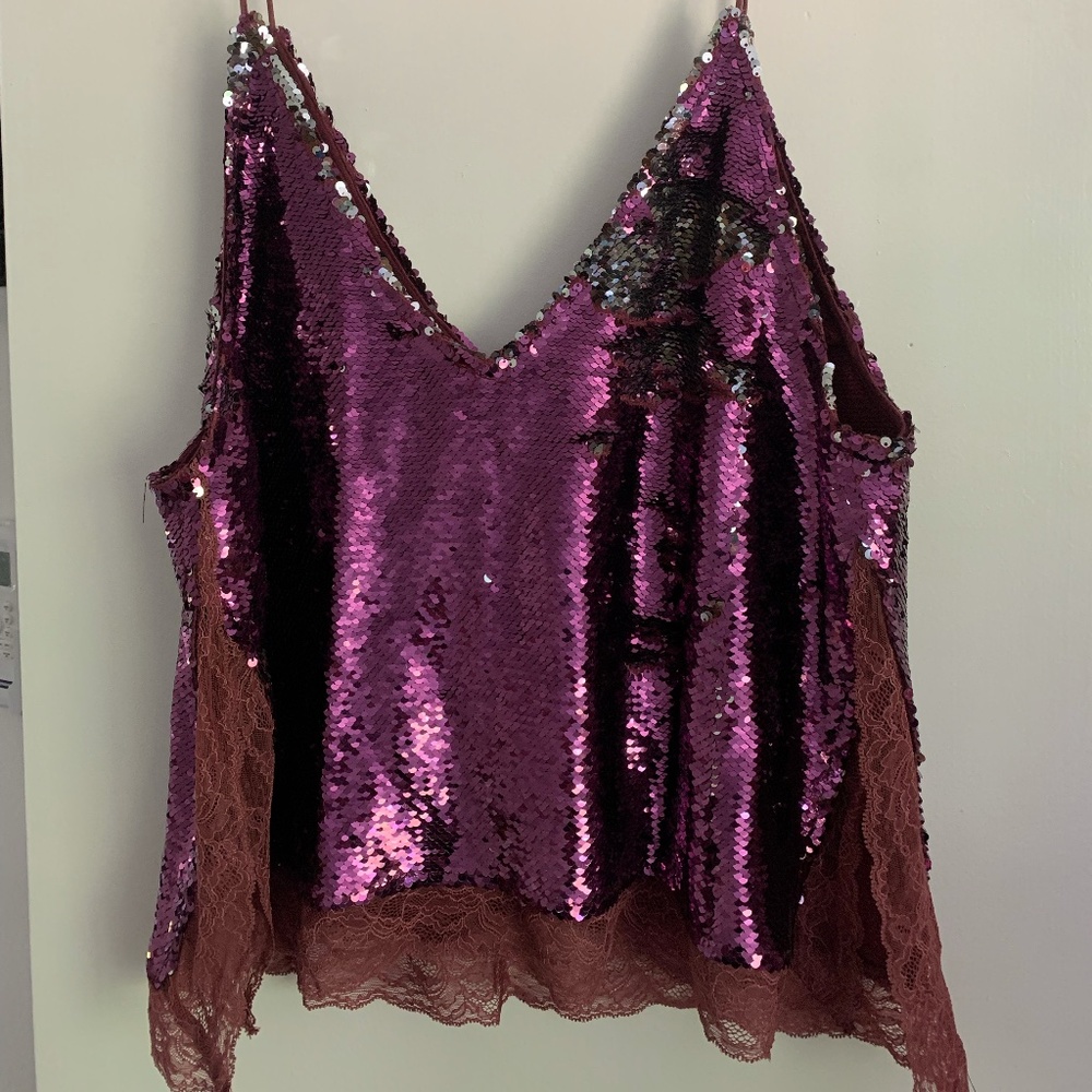 Free People Swinging Sequin Tank Top